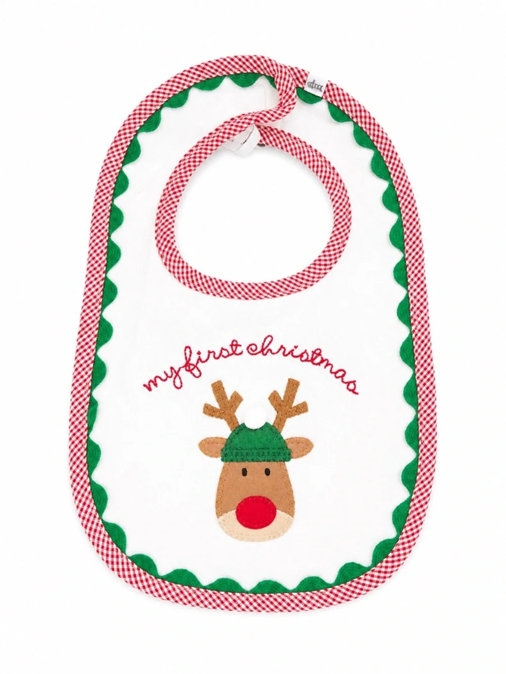 New - Mud Pie My First Christmas Reindeer Baby Bib | Red & Green